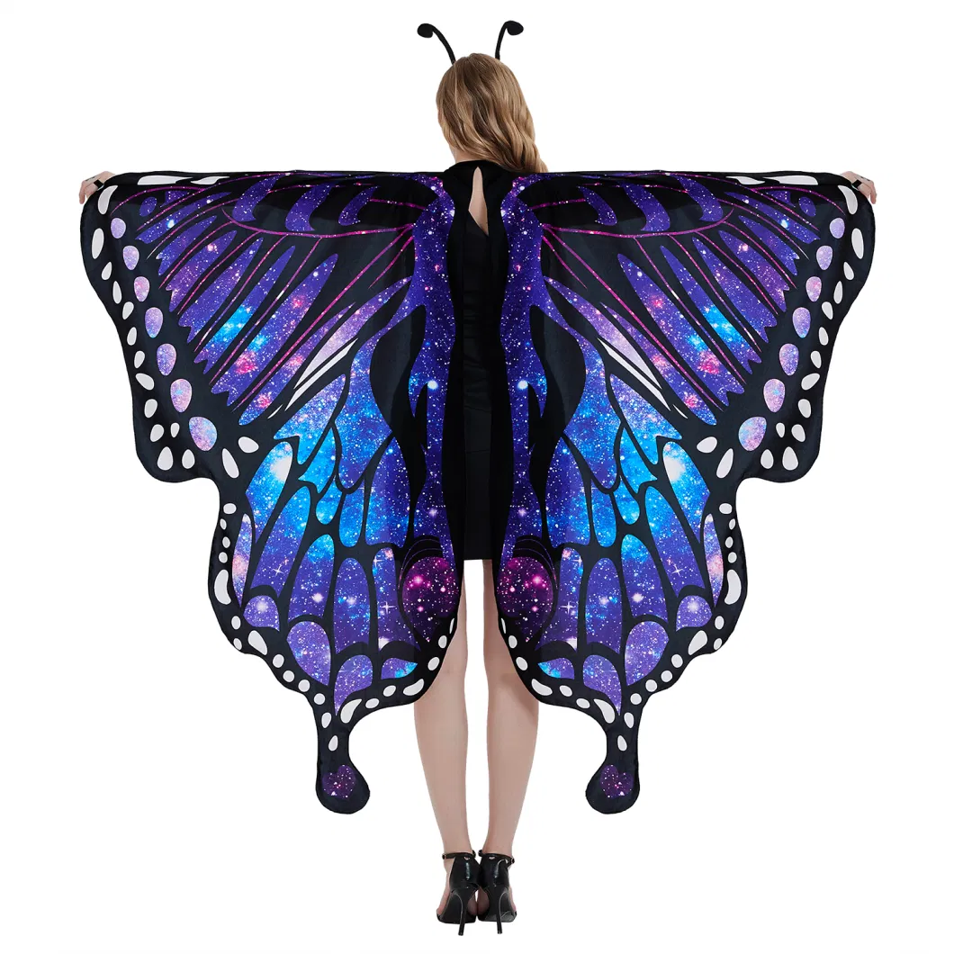 Women Butterfly Wings Shawl - Fairy Ladies Cape Halloween Dress up Costume Accessory