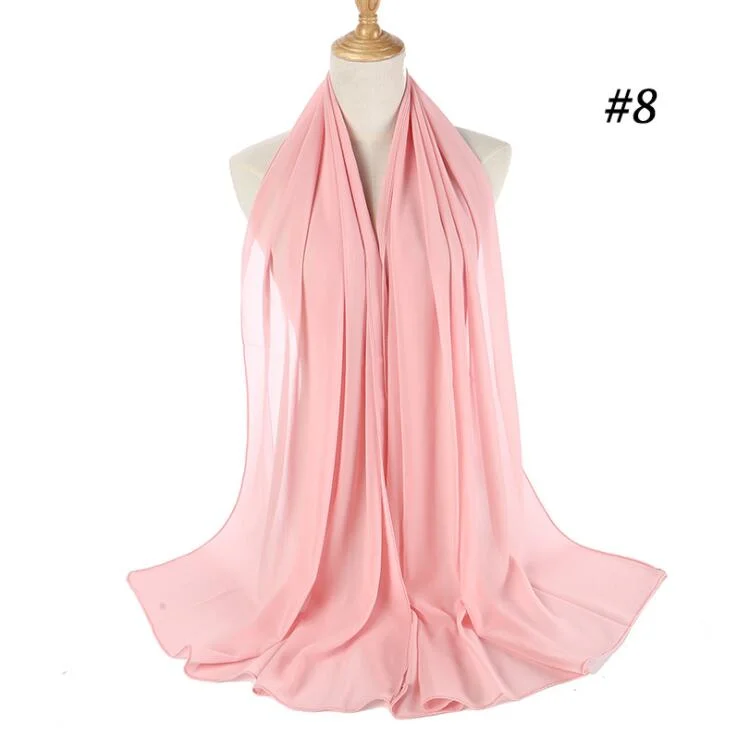 Wholesale Plain Chiffon Scarf Hijab Muslim Women Chiffon Borong Tudung Ladies Shawls