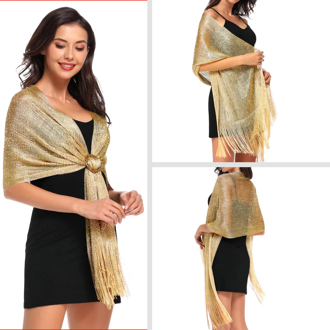 Fashion Women Party Dressy Shimmering Metallic Shawls and Wraps