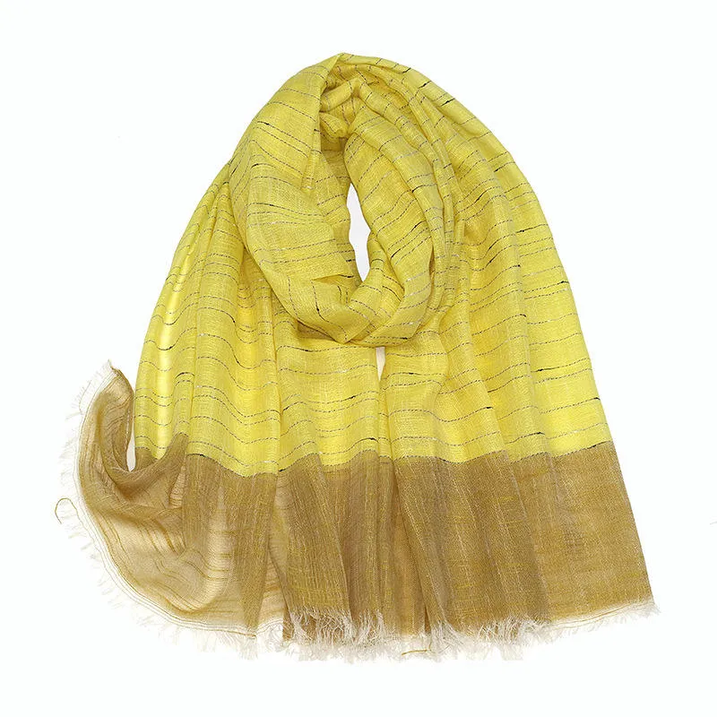 Wholesale Ladies Yarn Dyed Polyester Cotton Blend Scarf