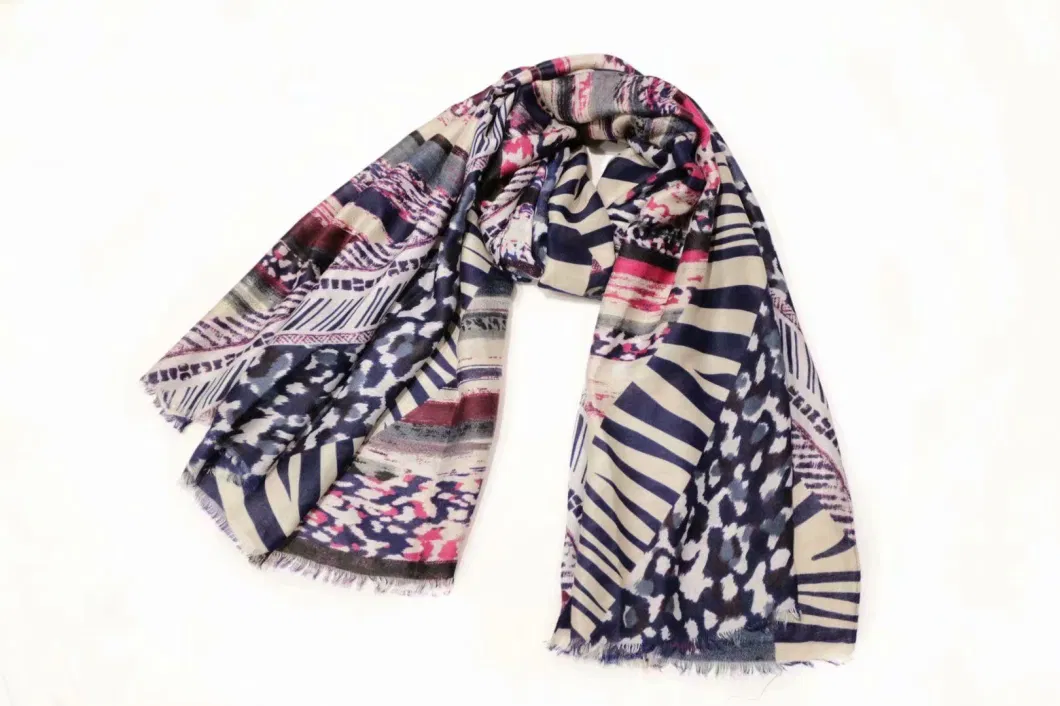 Zebra Stole Soft Animal Pattern Wraps Female Autumn Geometric Patchwork Shawl