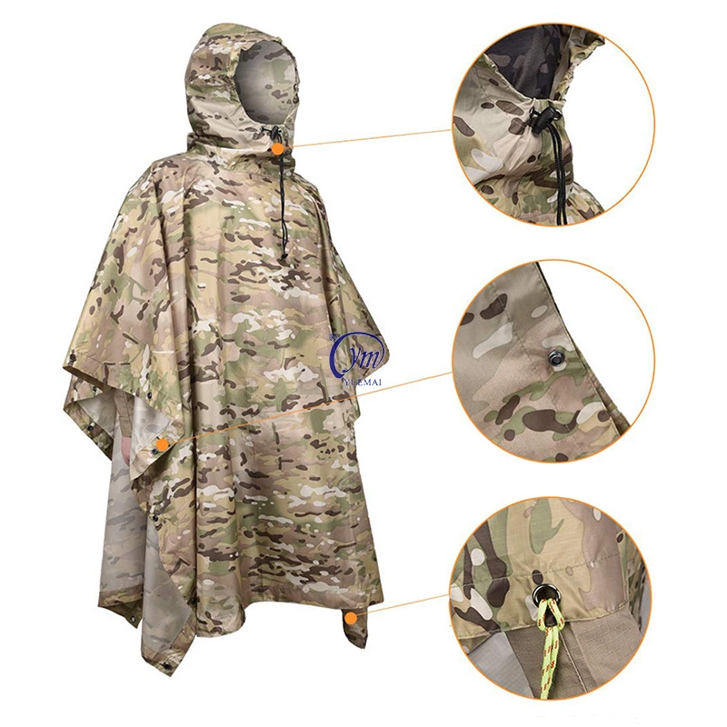Drawstring Hoodie PVC Impermeable Waterproofing Rain Coat for Hiking Backpacking Poncho