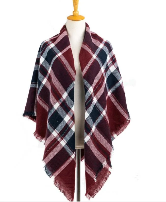 Ladies Fashion Leisure Classical Checked Woven Scarf Wrap Shawl Poncho