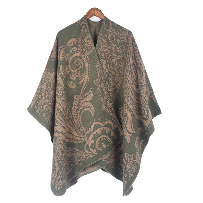 Winter Large Cashew Ladies Scarf Cape Thick Warm Ethnic Women Poncho