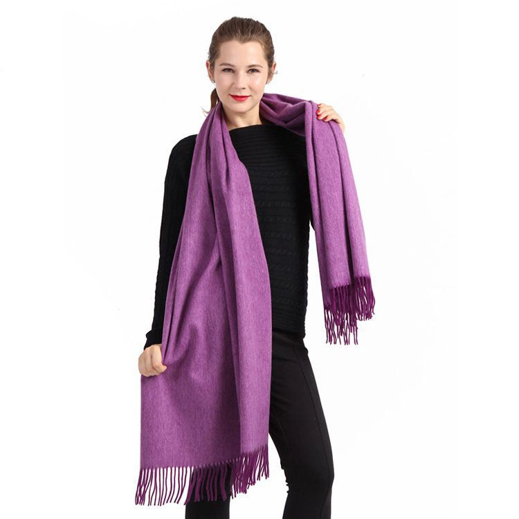 High Quality Warm 100% Wool Scarf Solid Color Skin-Friendly Women&prime;s Wool Shawl