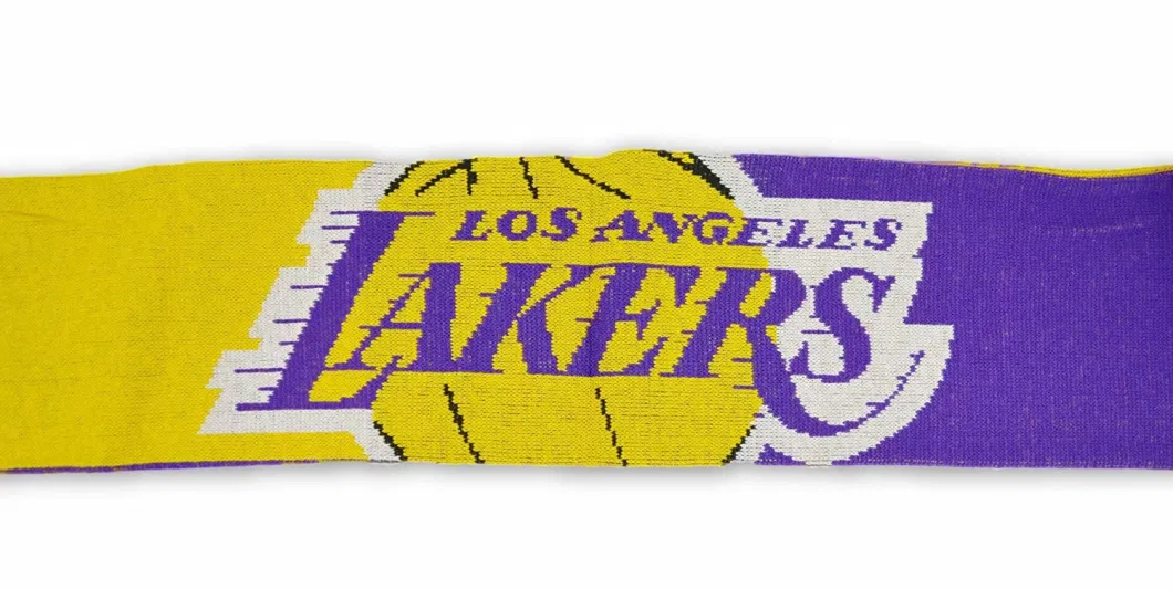 Custom Printed 100% Acrylic Knitted Jacquard Half and Half Football Fan Supporter Silk Satin Fashion Long Scarf