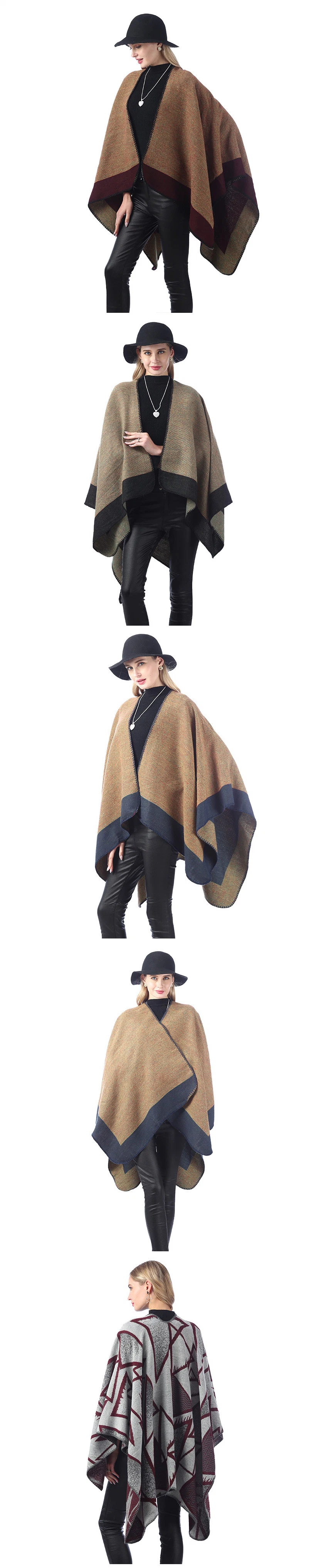 Hot Item Winter Lady New Designer Brand Luxury Fashion Square Scarves Ladies Classical Geometry Embroidery Poncho Shawl Cape Women&prime;s Accessories Scarf for Girl