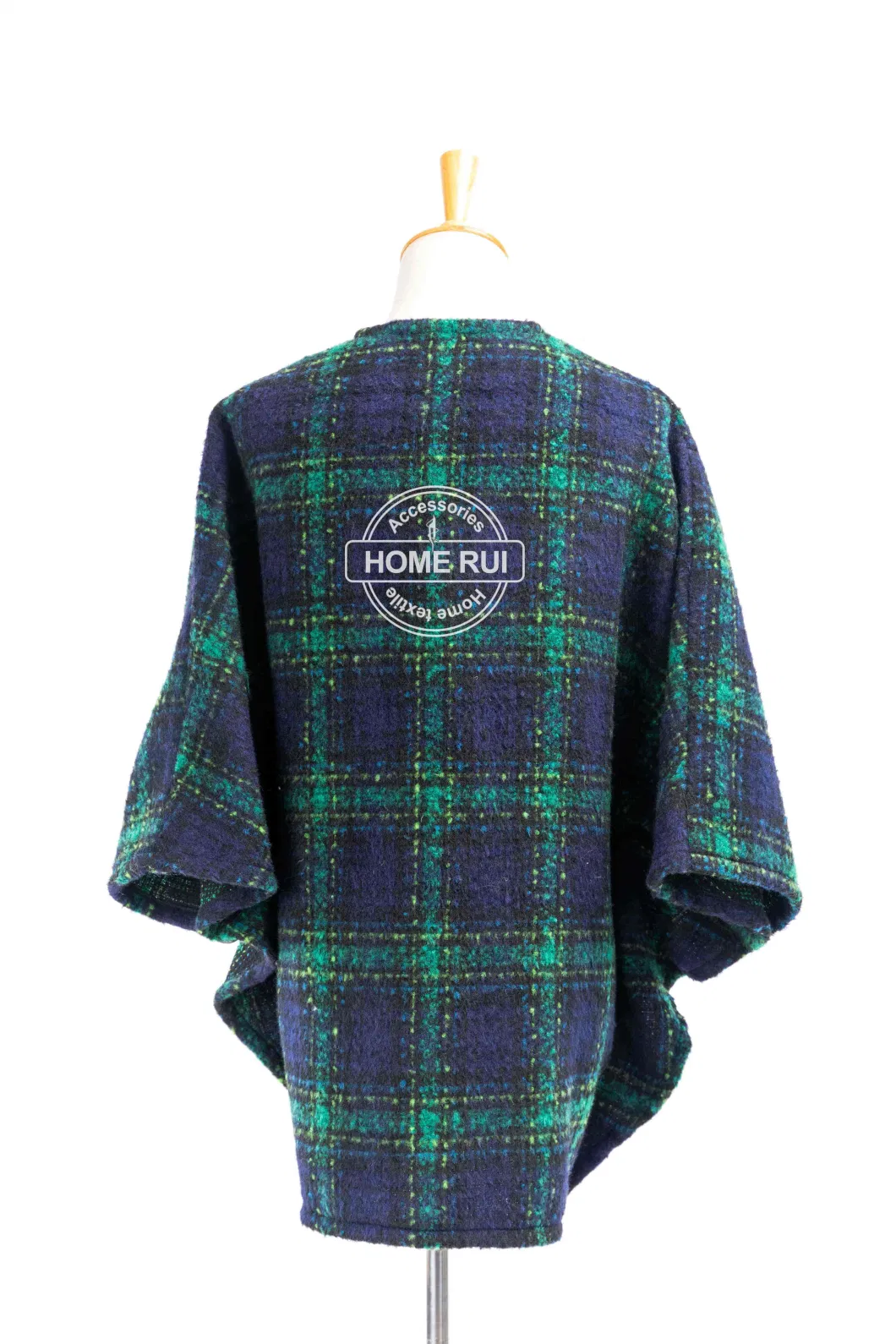 Manufacturer Outfit Fall Winter Lady Plus Batwing Classic Multi Block Tassel Wraps Nova Scottish Plaid Checks Sweater Cape Boat V-Neck Poncho Pallium Cape