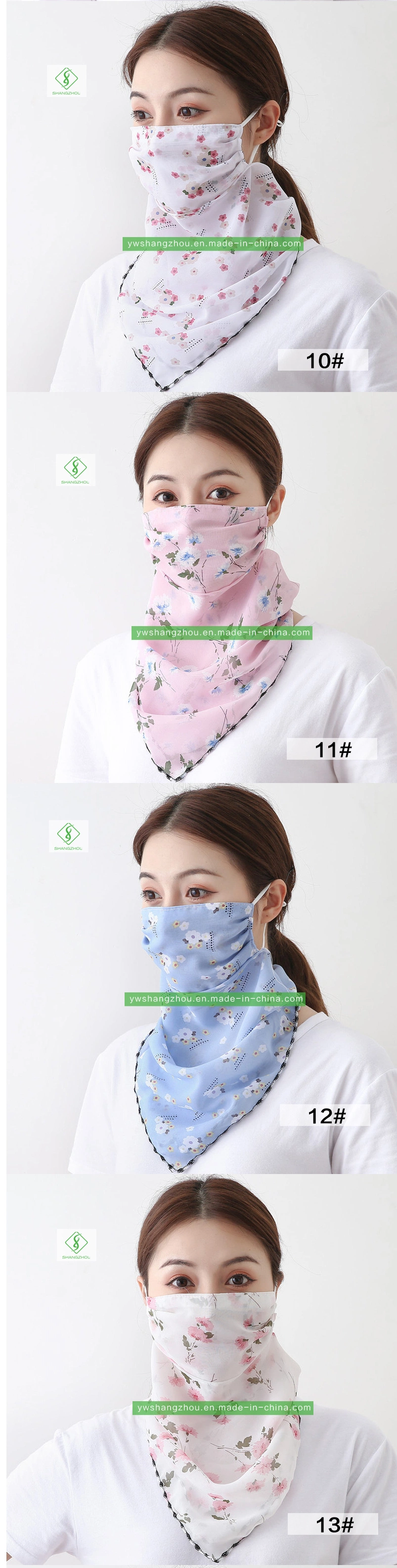 New Hot Sell Chiffon Printed Face Mask Bandanna Scarves