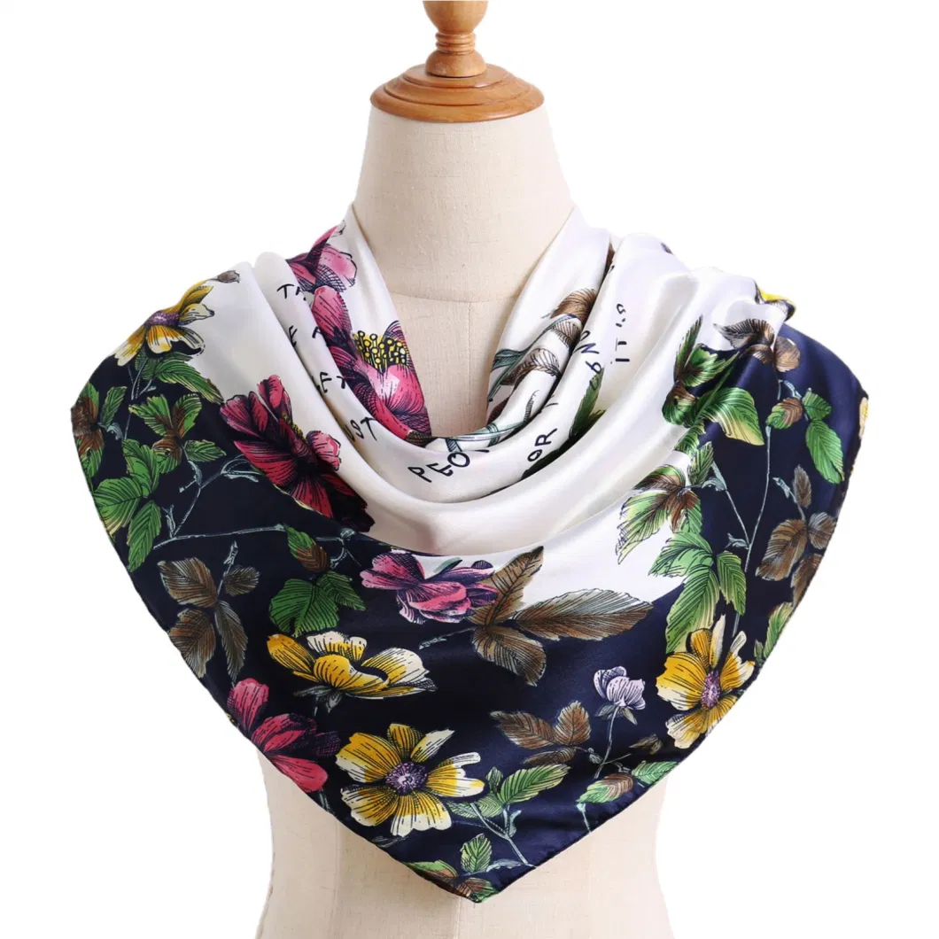 Summer Mulberry Silky Like Square Head Wrap Neck Scarves for Ladies