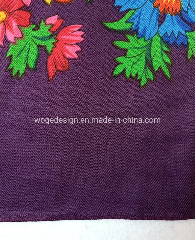140*140cm Maxi Woge Unique Bright Muffler Dress Scarves Women Print Polyester Fabric Square Factory Floral Shawl