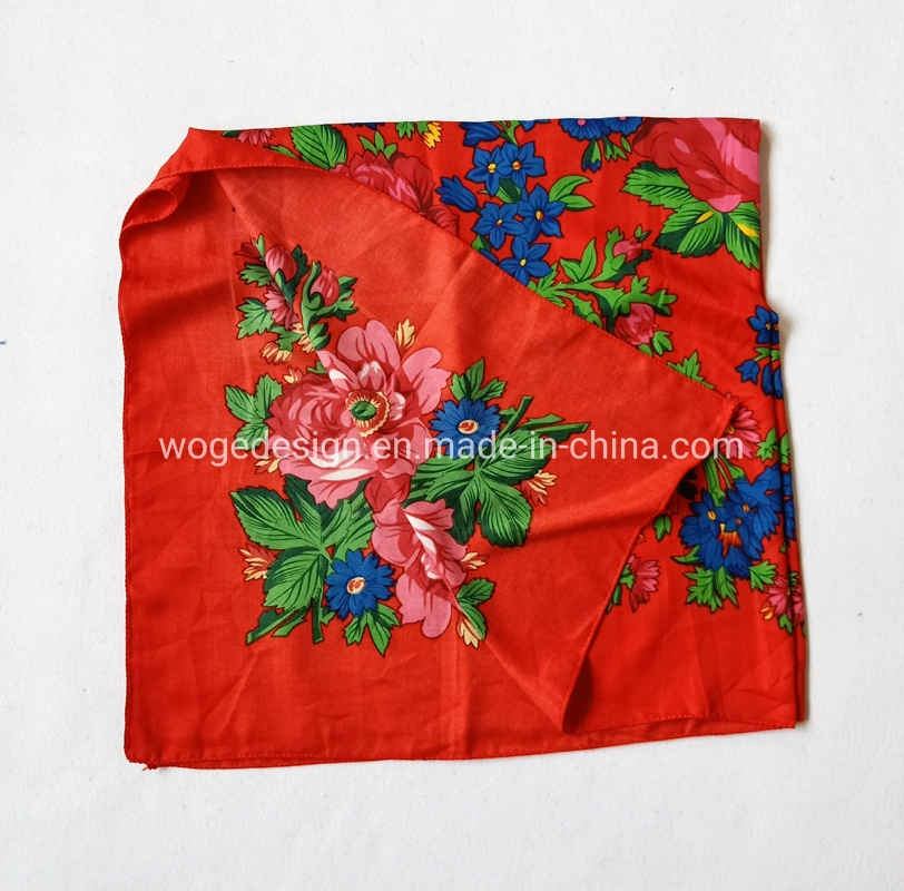 140*140cm Maxi Woge Unique Bright Muffler Dress Scarves Women Print Polyester Fabric Square Factory Floral Shawl