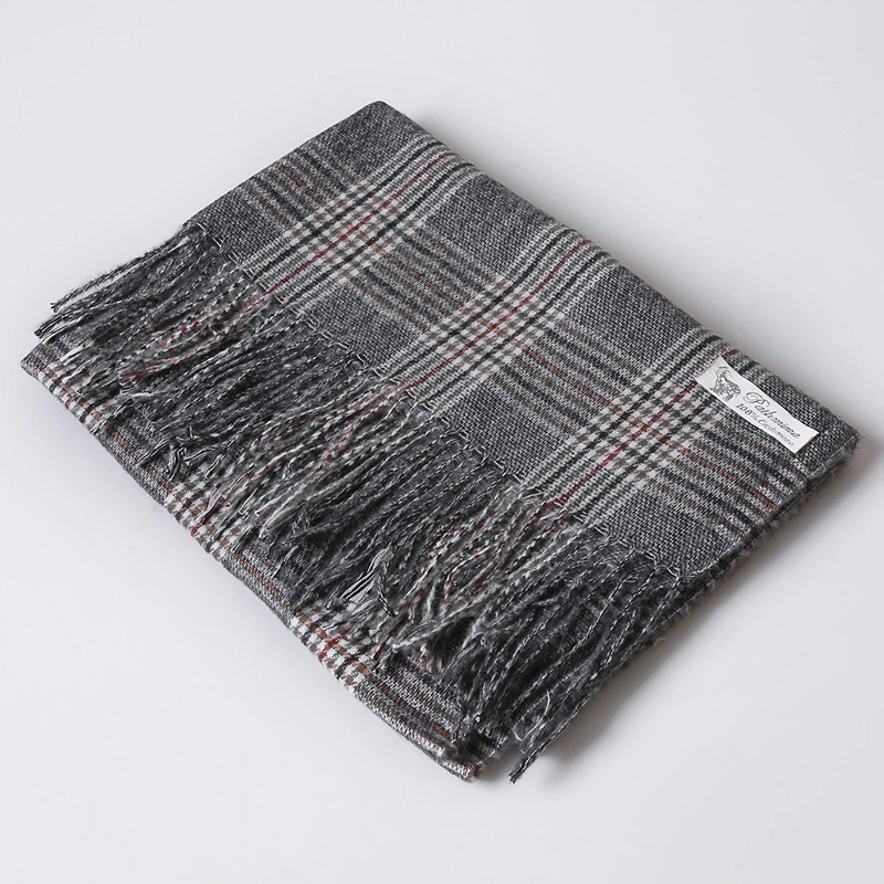 Striped Plaid Cashmere Scarf Women&prime;s New Autumn and Winter Bristle Thickened Warm Tassel Shawl Gift Scarf