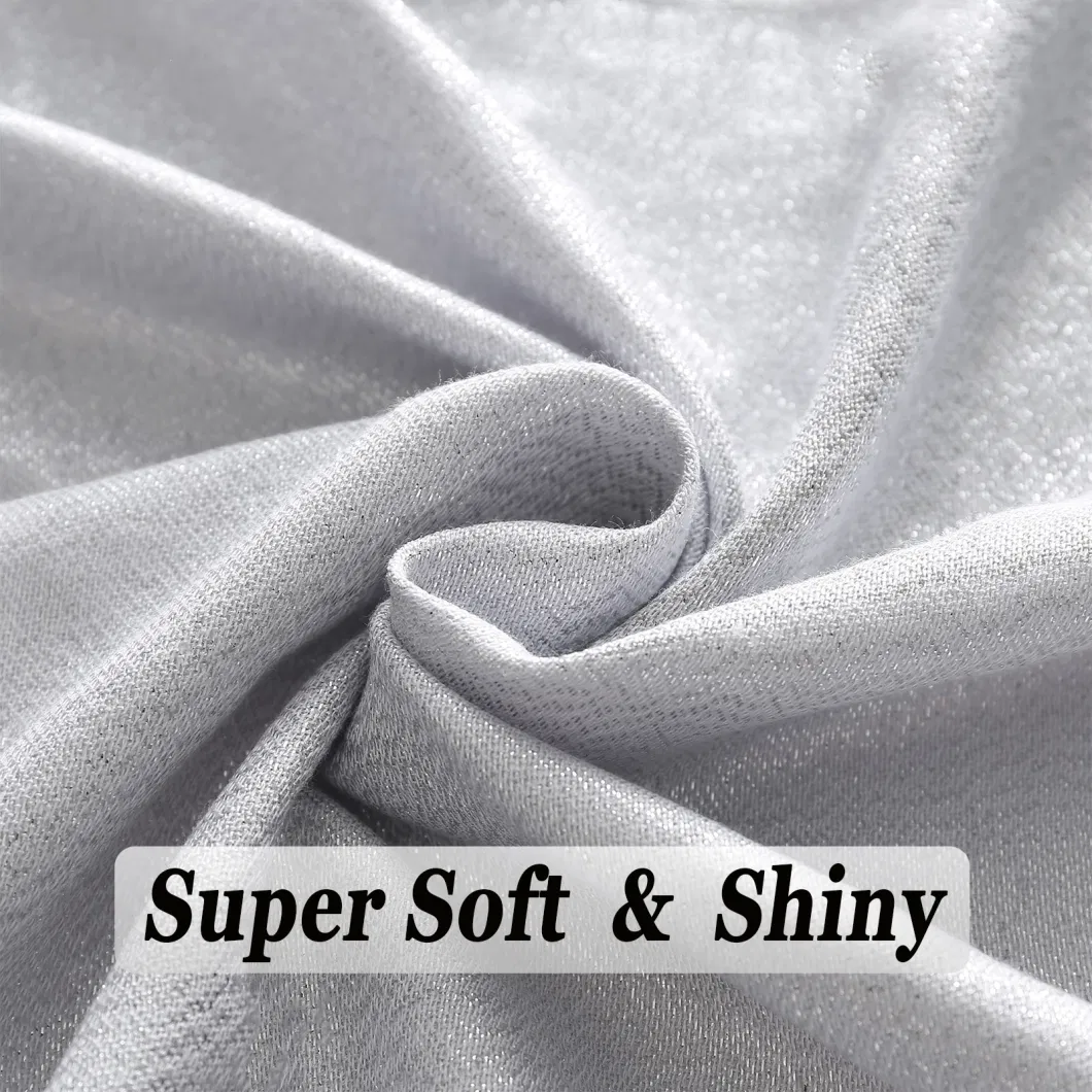 Lightweight Silver Shiny Metallic Pashmina Wraps and Shawls for Women Party and Wedding