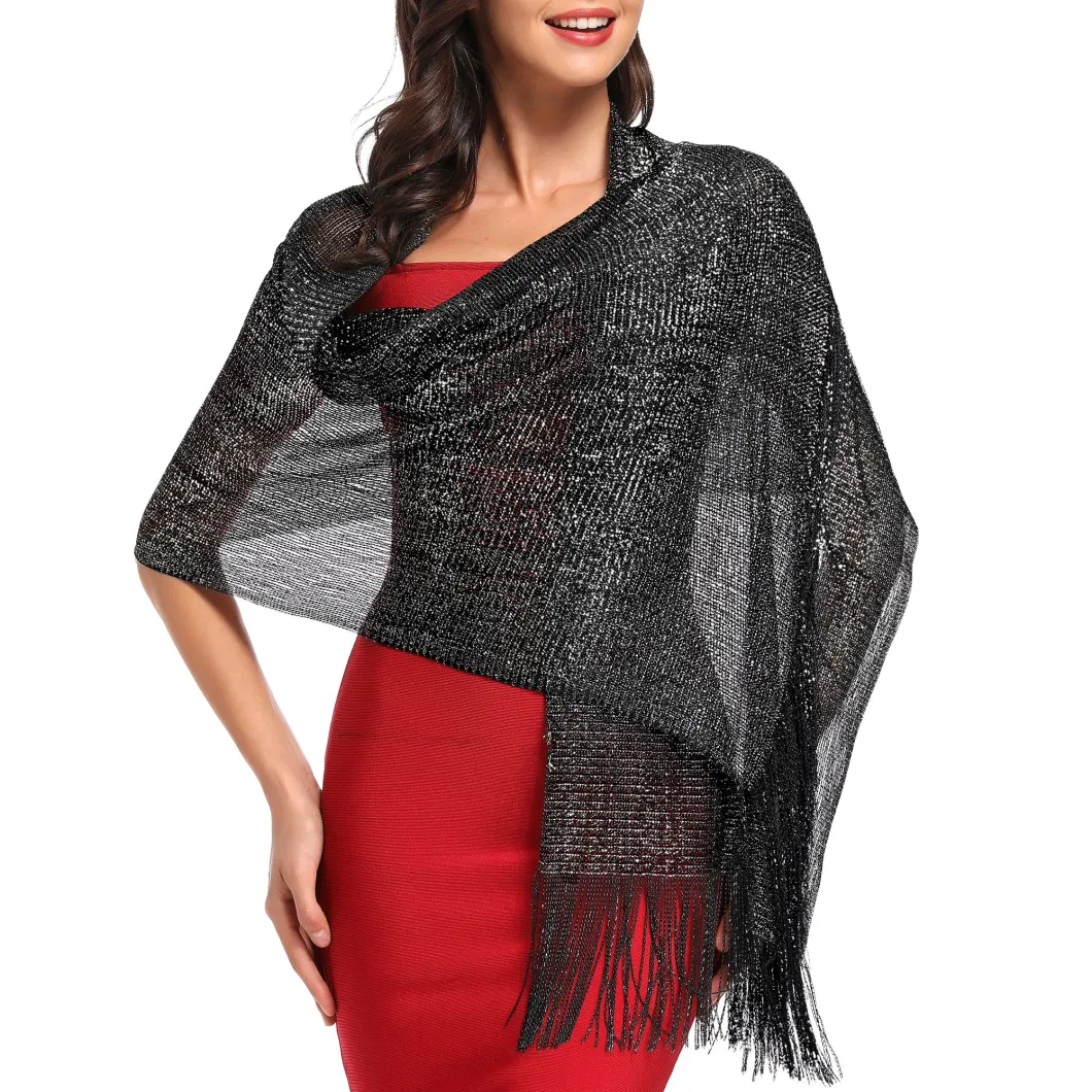 Summer Shimmering Metallic Dressy Party Shawls and Wraps for Women