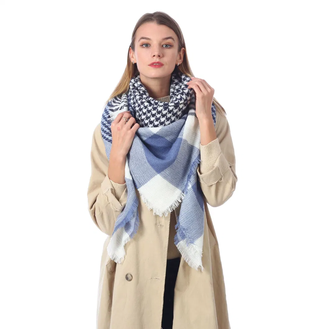 Fashion Black Square Scarf Imitation Cashmere Plaid Scarves Warm Shawl Manufacturers Sales