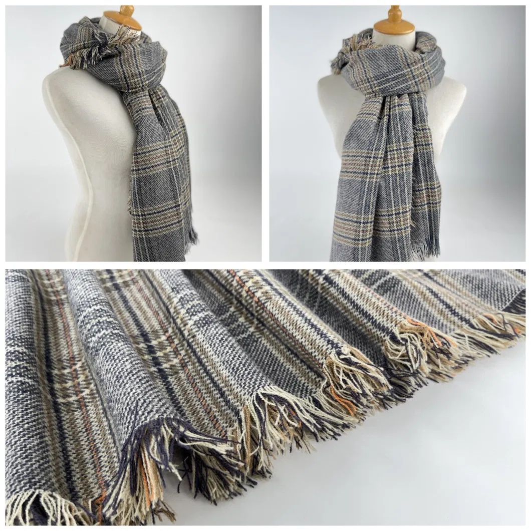 Unisex Fashion Winter Spring Autumn Checker Classical Knitted Woven Scarf