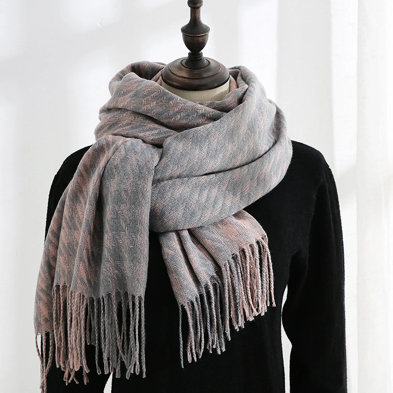 New Vintage Sweet Style Autumn and Winter Warm MID-Length Plaid Cashmere Lady Scarf