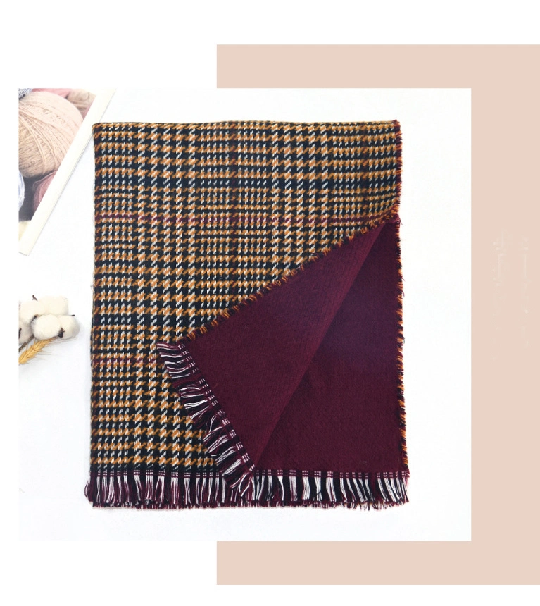 Women Fashion Houndstooth Scarves Girls Winter Tartan Plaid Design