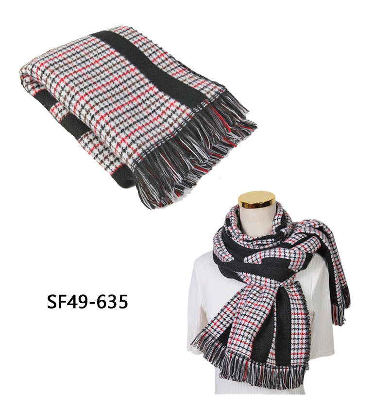 Women Fashion Houndstooth Scarves Girls Winter Tartan Plaid Design