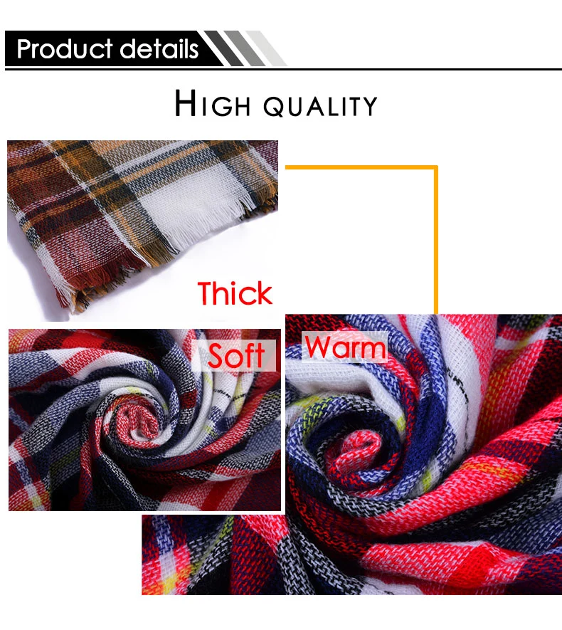 Designer 2020 Women Knitted Spring Winter Plaid Scarves Warm Cashmere Shawls Pashmina Wrap Scarf