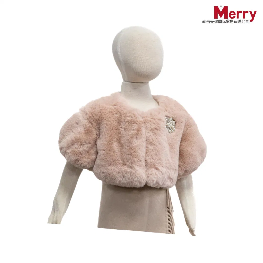 Fake Rabbit Fur Shawl Children&prime;s Coat Fashion Outwear Children&prime;s Clothing Coat