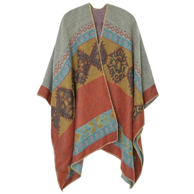 Winter Open Front Blanket Shawls Poncho Oversized Cardigan Ethnic Women Cape