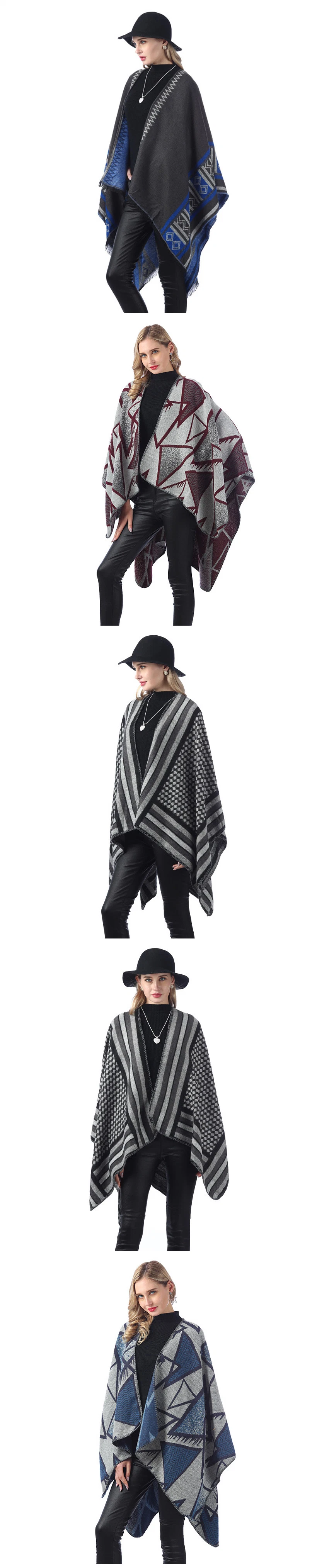 Hot Item Winter Lady New Designer Brand Luxury Fashion Square Scarves Ladies Classical Geometry Embroidery Poncho Shawl Cape Women&prime;s Accessories Scarf for Girl