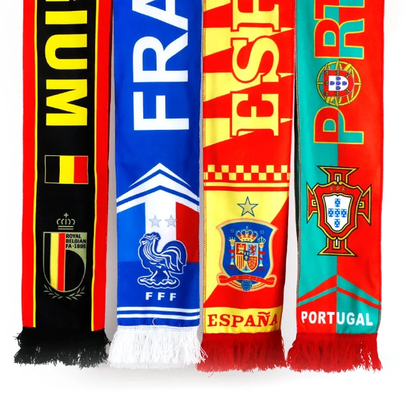 Customized Printed Design Scarf 100% Polyester/Knitted Polyester/Satin/Wool Football Scarf Customization