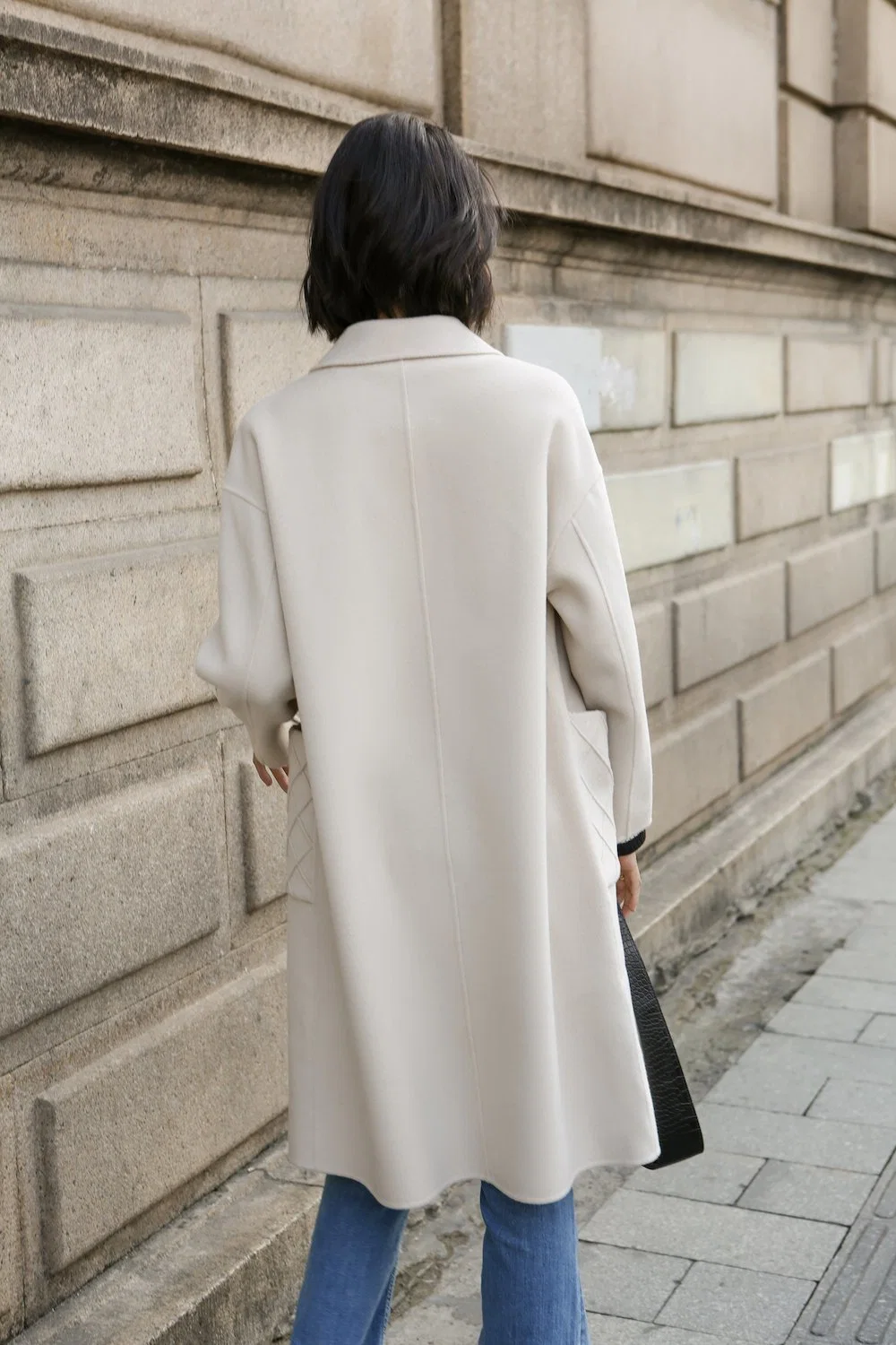 Lady Wool Double Face Fashion Fall Winter Long Coat