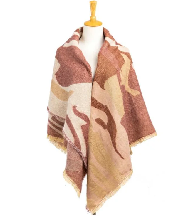 Factory Quality Ladies Classical Acrylic Woven Scarf Wrap Poncho Shawl