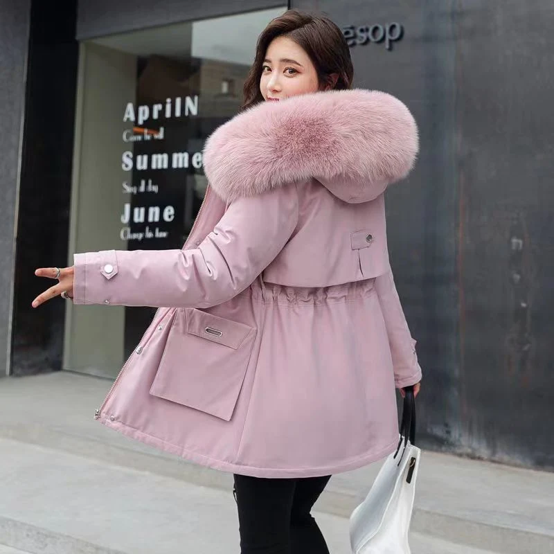 Parker Cotton Jacket Women&prime; S MID-Length Pile Thick Winter Cotton Coat