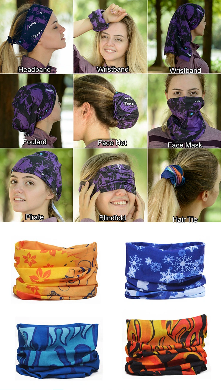 Wholesale China Custom Polyester Nylon Fabric Headwear Tube Bandana Harley Skull Logo Sports Multifunctional Seamless Magic Scarf