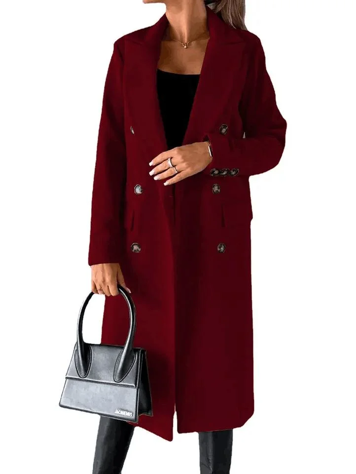 Customized Wool Ladies Polyester Overcoat Female Plus Size and Long Jacket Winter Trench Coat for Women Slim Overcoat