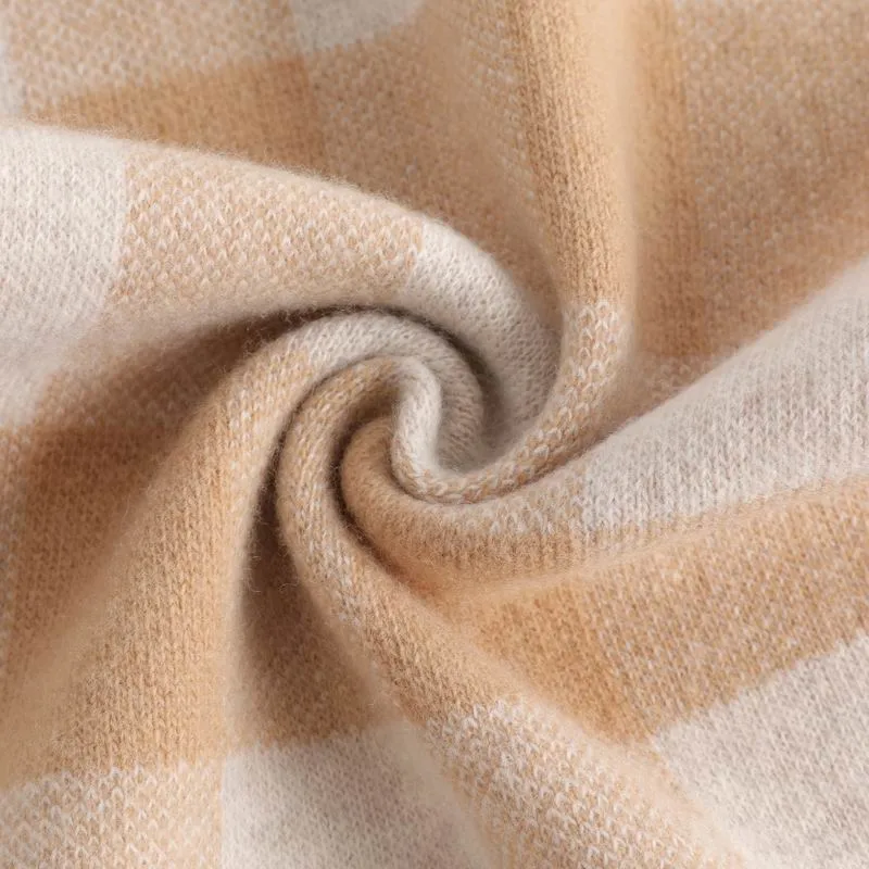 Wholesale Tartan Trendy Super Soft Natural Merino Wool Scarf for Men or Women