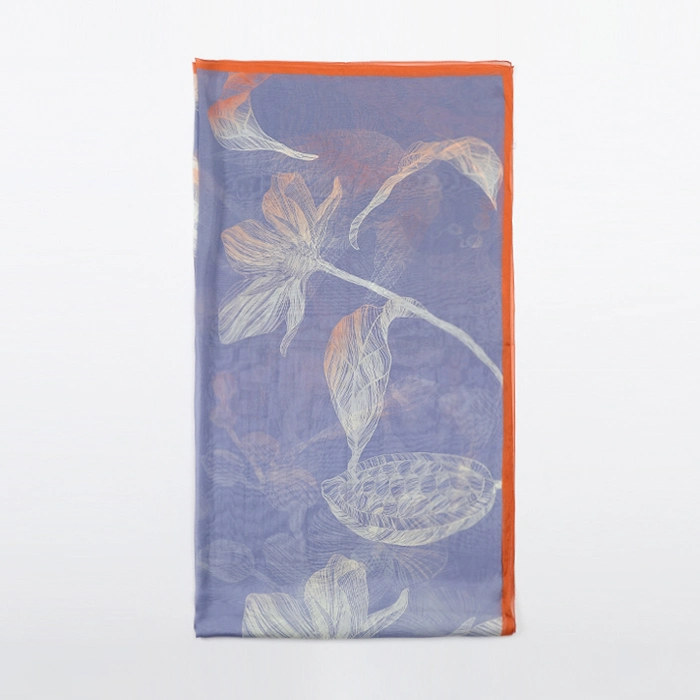 Elegant Digital printing Oblong silk chiffon shawl for ladies