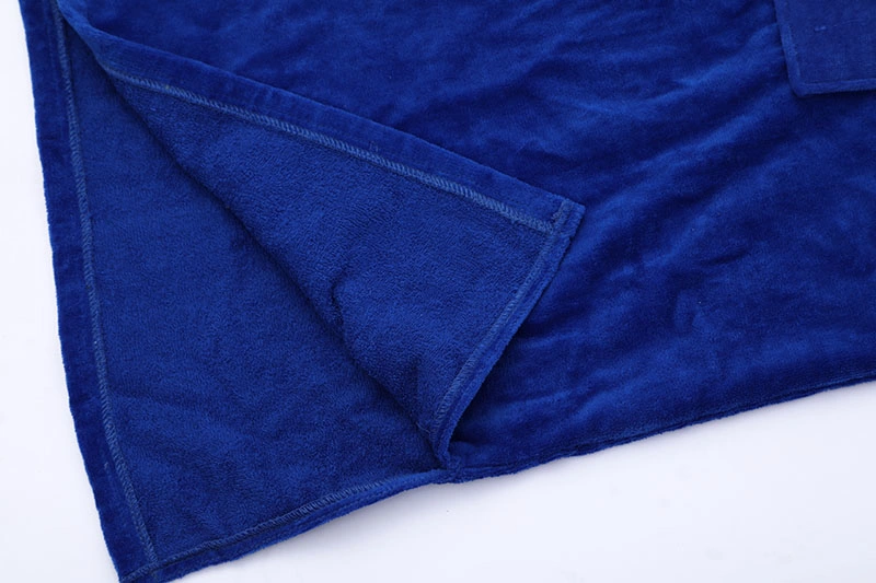 OEM Wholesale Custom 100% Cotton Blue Poncho Surf Hooded Towel Changing Robe