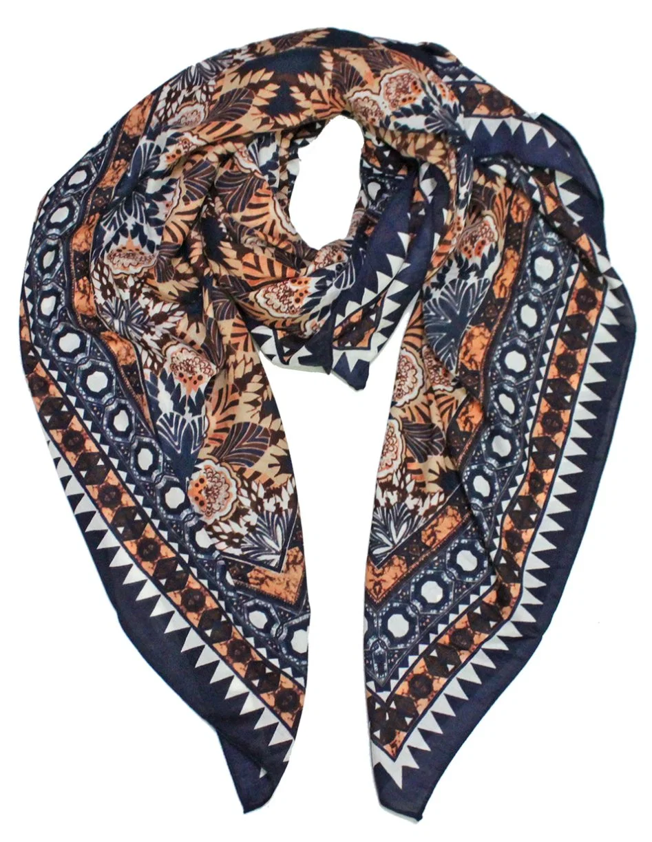 Lady Long Scarf with Dark Color Print 2022 Autumn Shawl OEM New Arrive Square Head Wrap