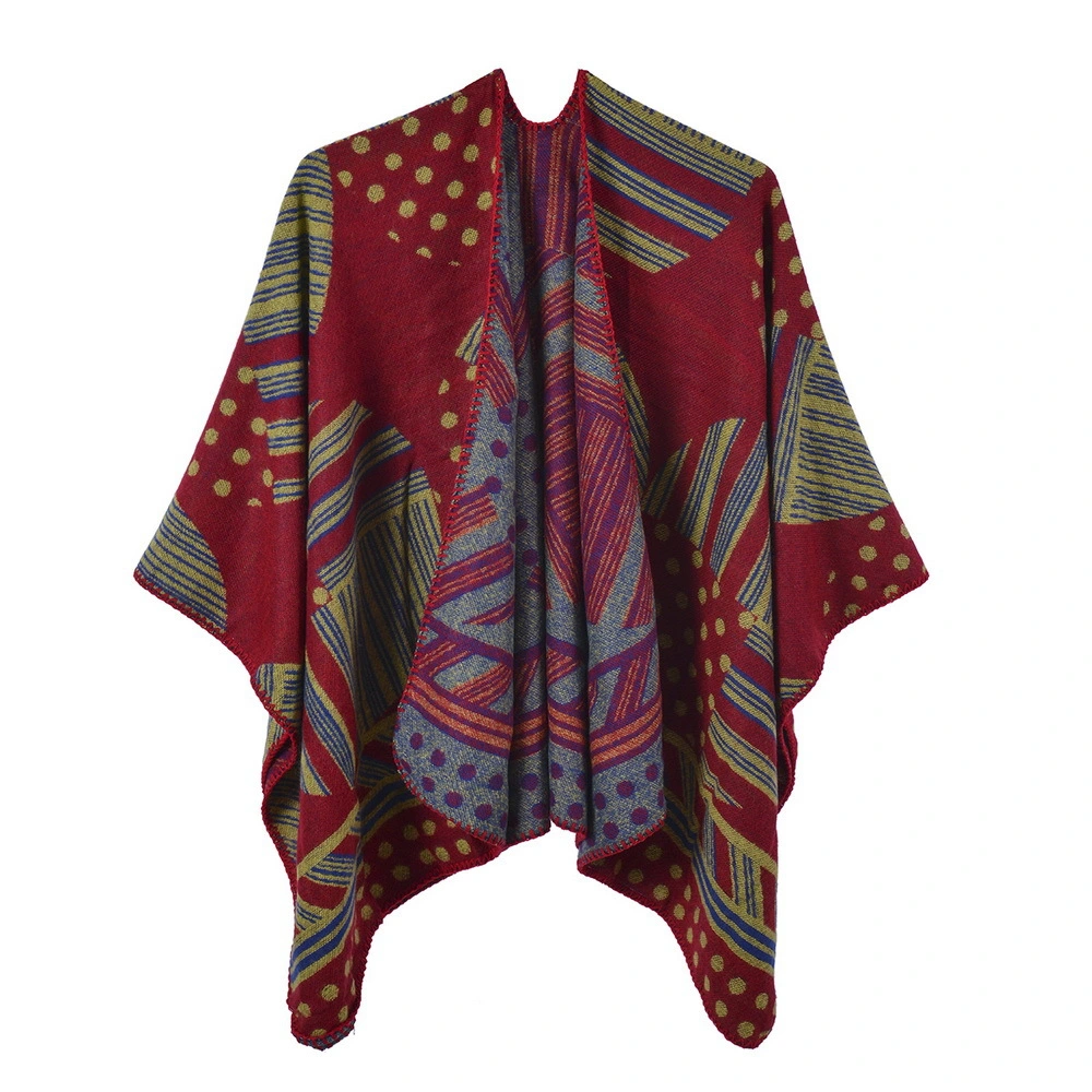 Women&prime;s Printed Tassel Open Front Poncho Cape Cardigan Wrap Shawl