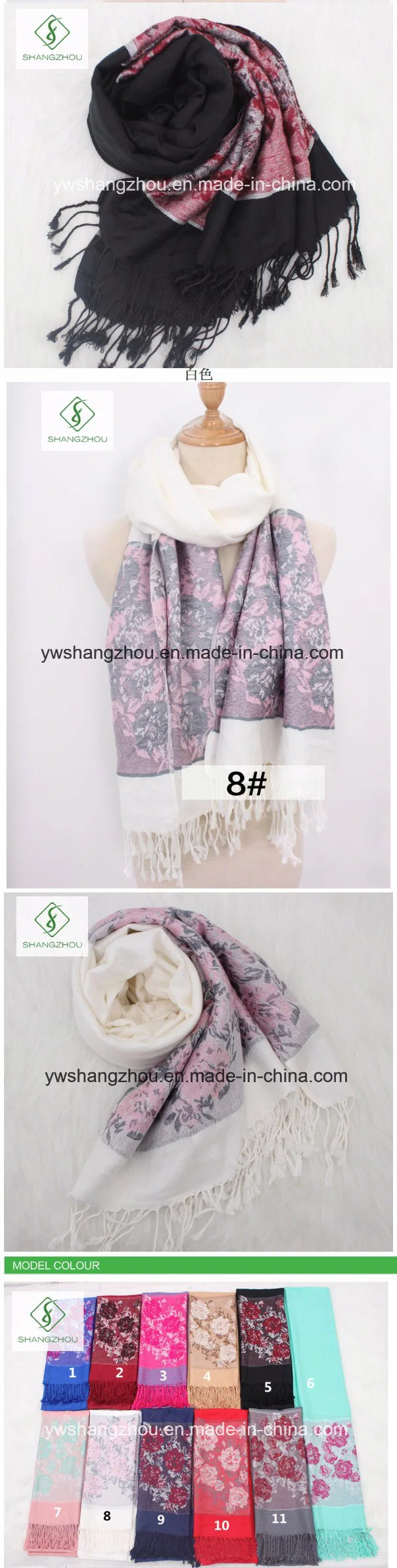 Latest Roses Jacquard Scarf Fashion Cotton Acrylic Pashmina Shawl