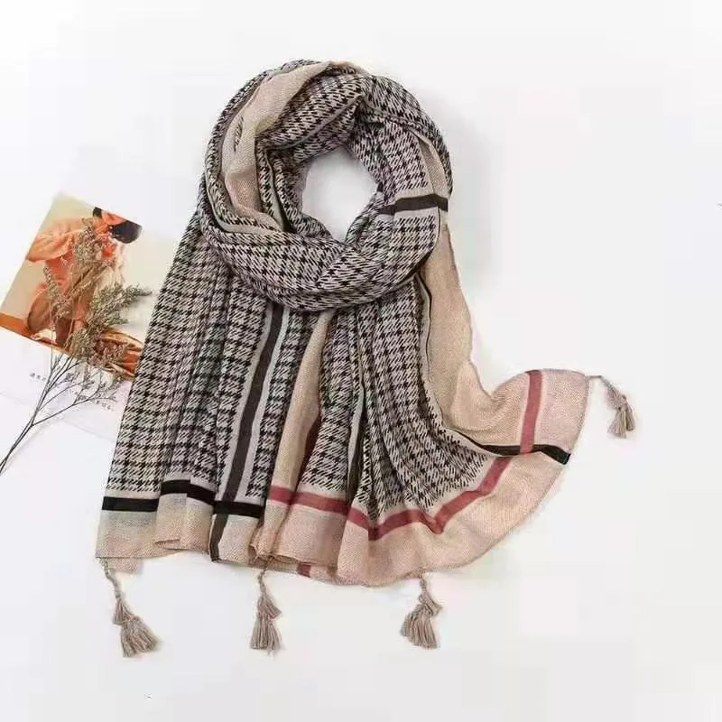 New Design Ready to Ship Soft Cashmere Feel Blanket Scarves Long Brand Warm Tassel Thick Winter Shawl