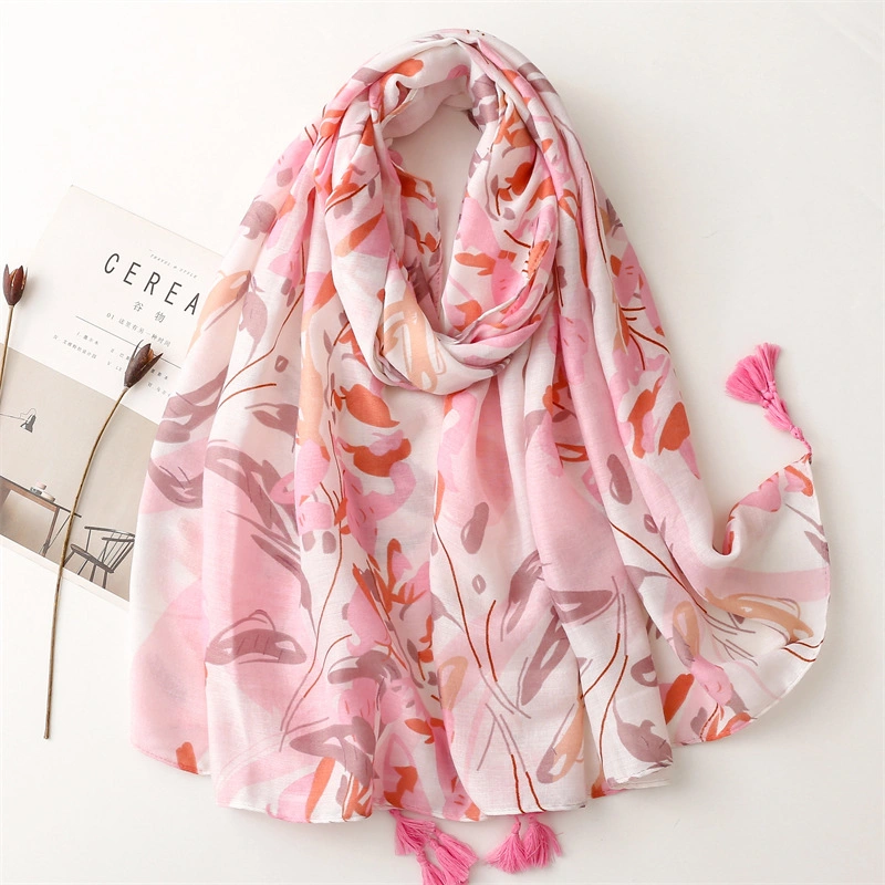 Spring Summer Fresh Elegant Cotton Linen Feel Scarf