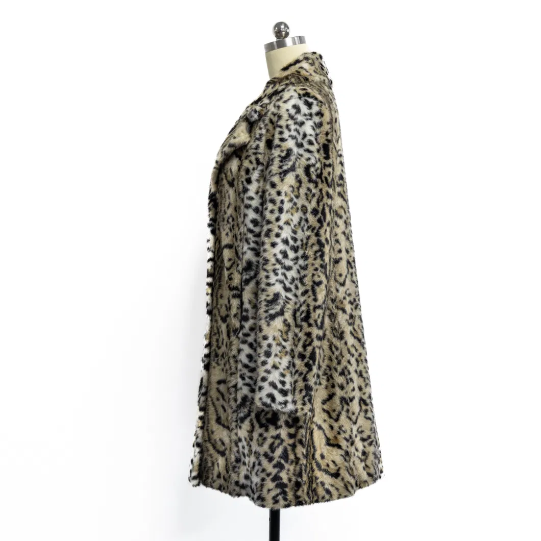 Wholesale Winter Women Jacket Faux Fur Loose Fashion Coat with Long Sleeves