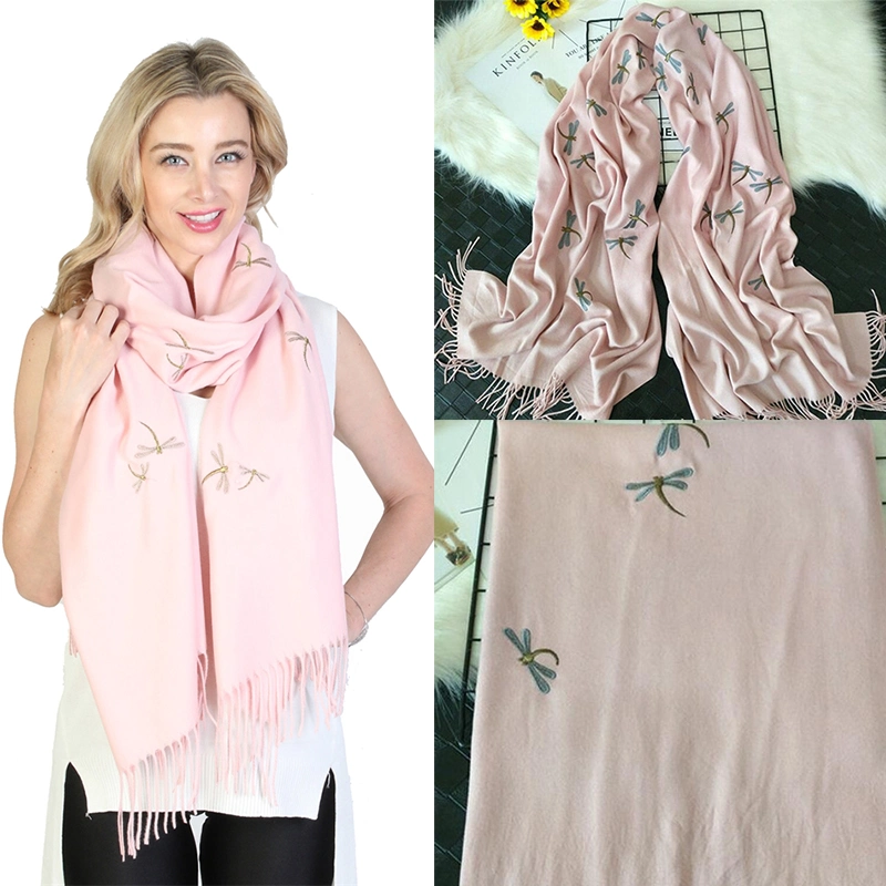 Embroidered Cashmere Scarf Shawl Thickened Long Fringed Scarf