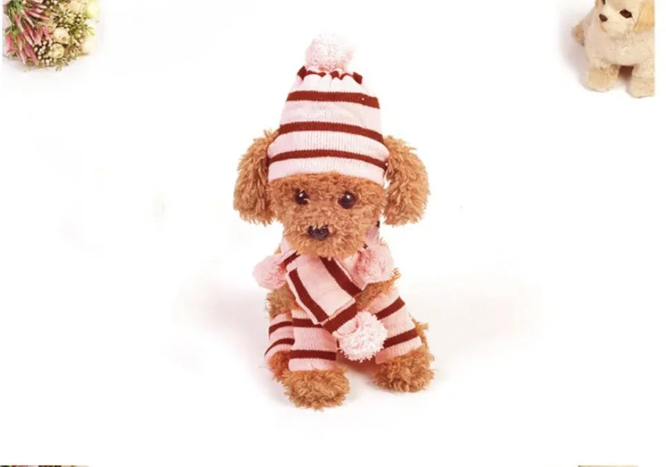 New Pet Clothes Knitted Winter Warm Three Pieces Hat Elbow Scarf Autumn and Winter