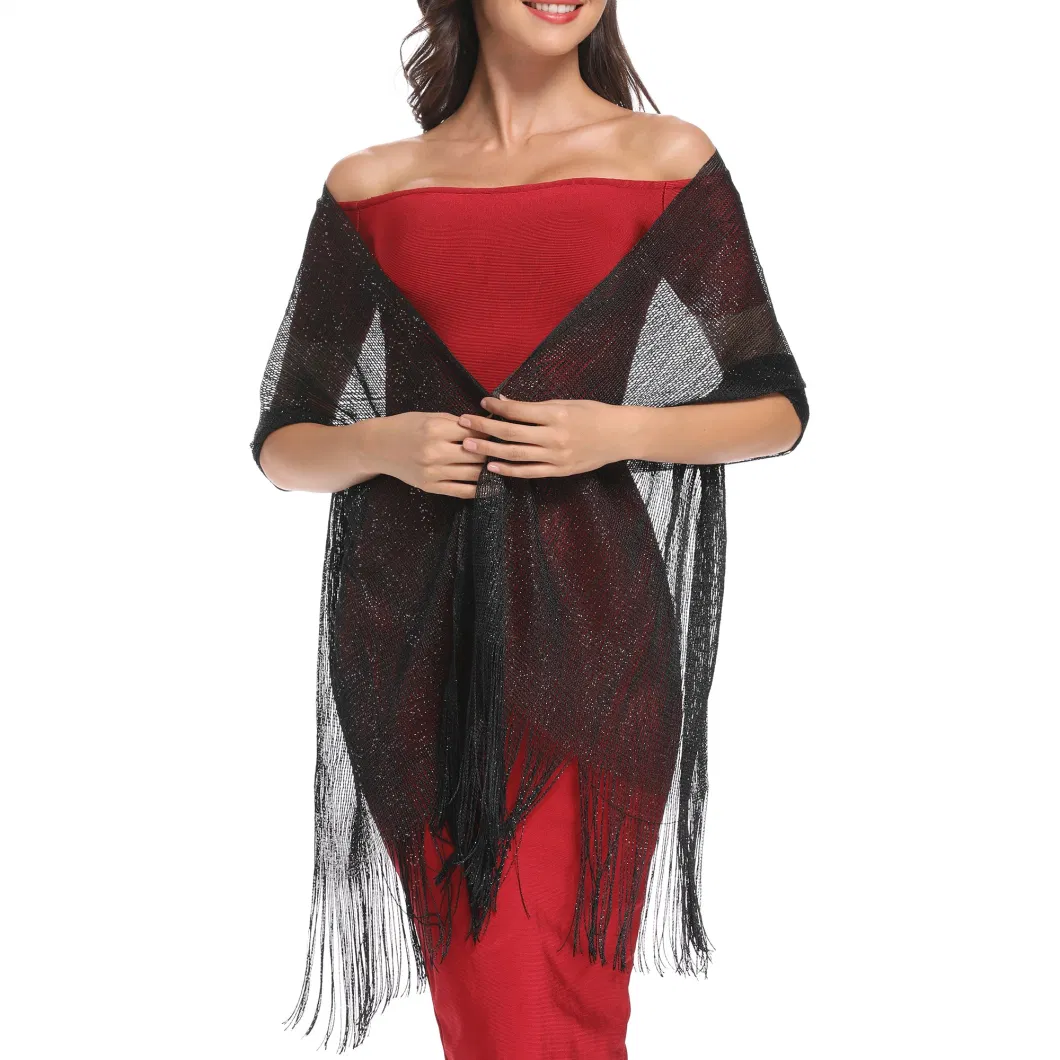 Summer Light Sparkly Metallic Evening Shawls and Scarf Wraps for Ladies