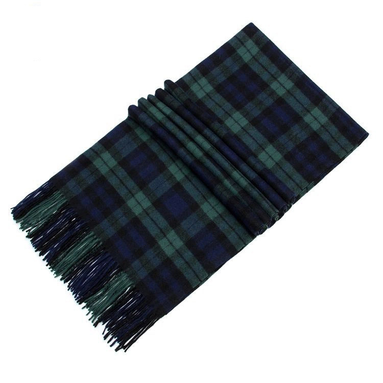 New Blue Green Checkered Shawl Thick Warm Wool Women&prime;s Scarf