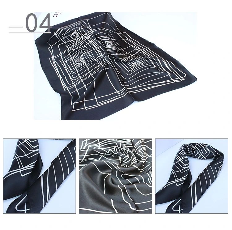 Custom Pattern Silk Hair Scarf High Quality Satin Silk Twill Women Scarf