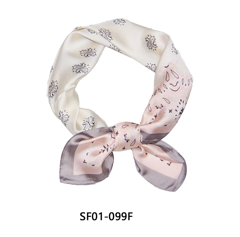 Women Square Neckerchief 2022 Spring Chiffon Scarves Paisley Printting Design Bandana Lady Fashion Headscarf Scarf for Ladies with Smooth Touch