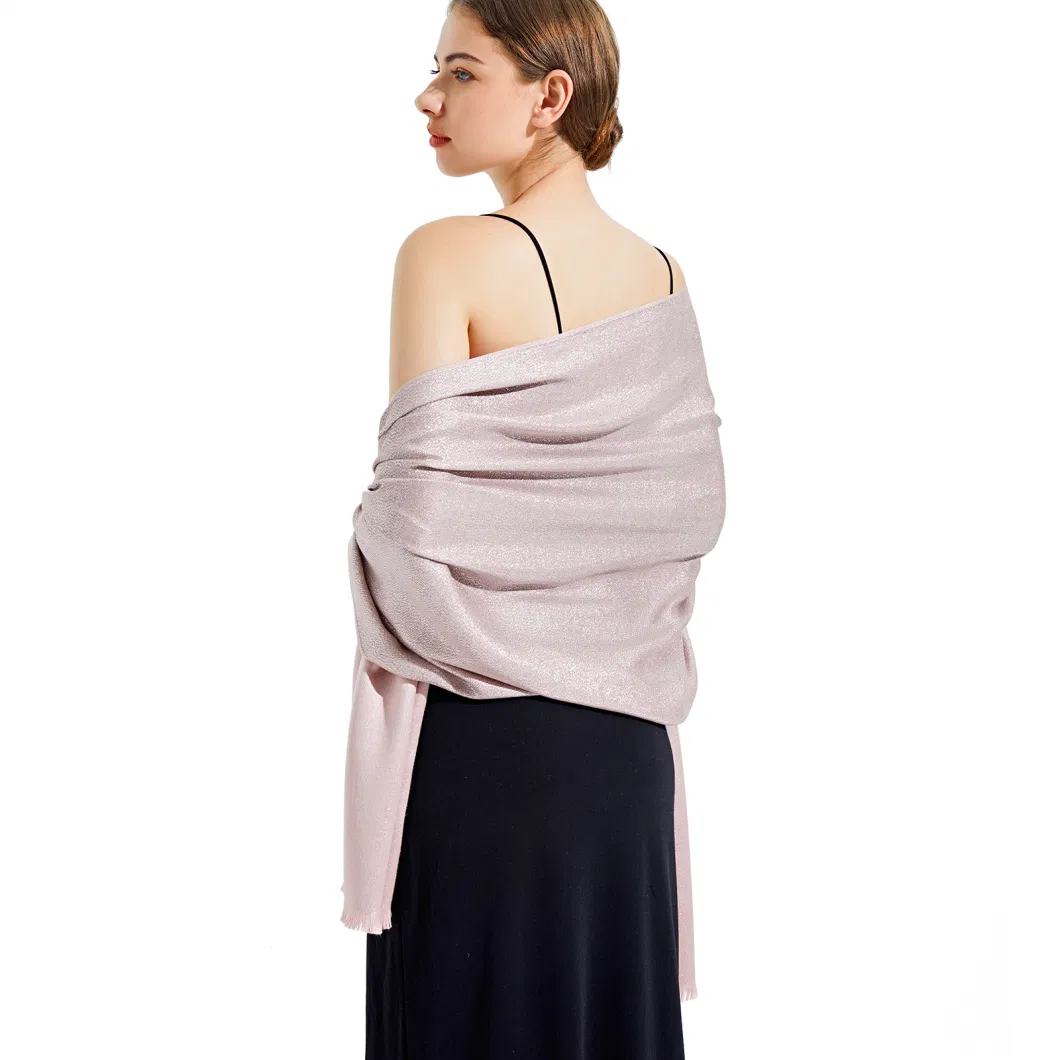 Women Attractive Pink Silver Metallic Shawls and Wraps for Evening Dresses